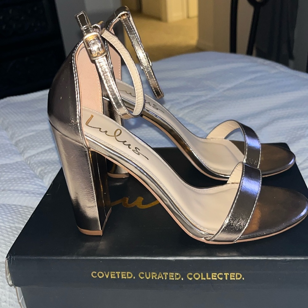Lulu’s Rose Gold size 8 high heels. Preloved . Worn once